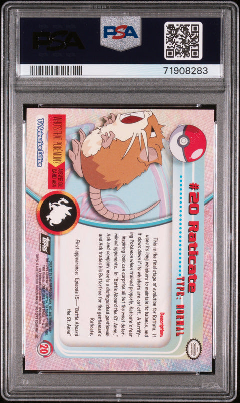 1999 Topps Pokemon Tv #20 Raticate Foil PSA 8