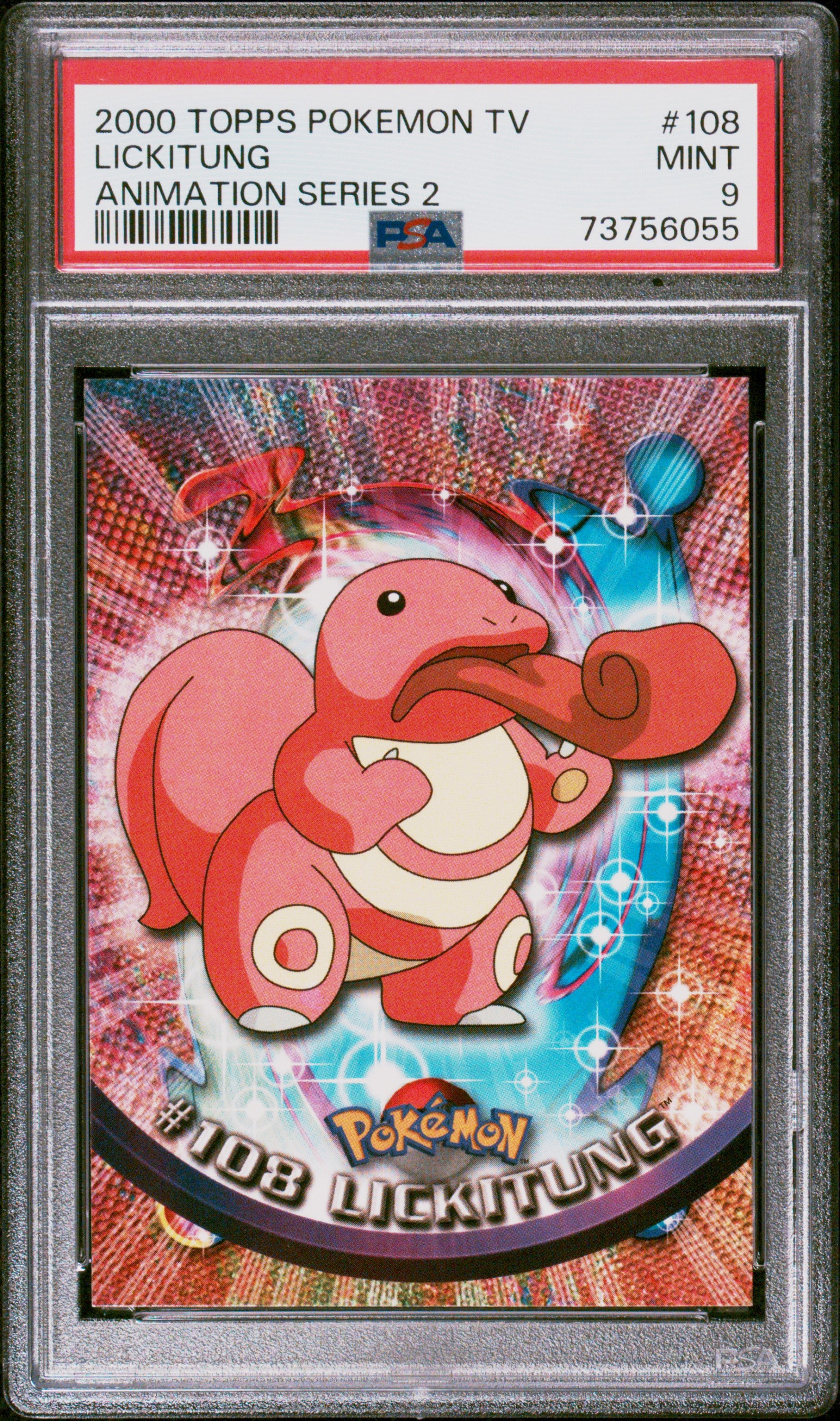 2000 Topps Pokemon Tv Animation Series 2 #108 Lickitung Animation Series 2 PSA 9