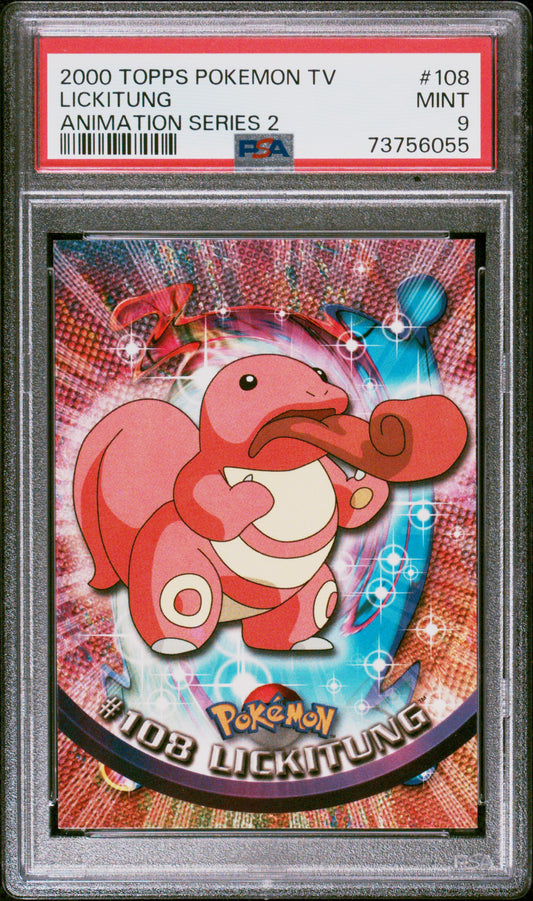 2000 Topps Pokemon Tv Animation Series 2 #108 Lickitung Animation Series 2 PSA 9