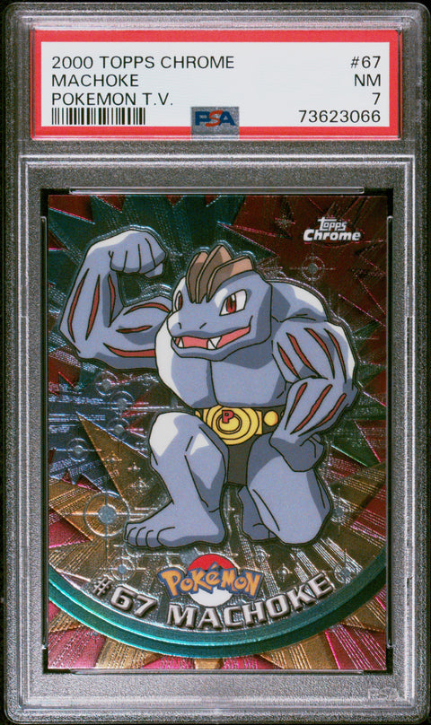 2000 Topps Chrome Pokemon T.V. #67 Machoke Pokemon T.V. PSA 7