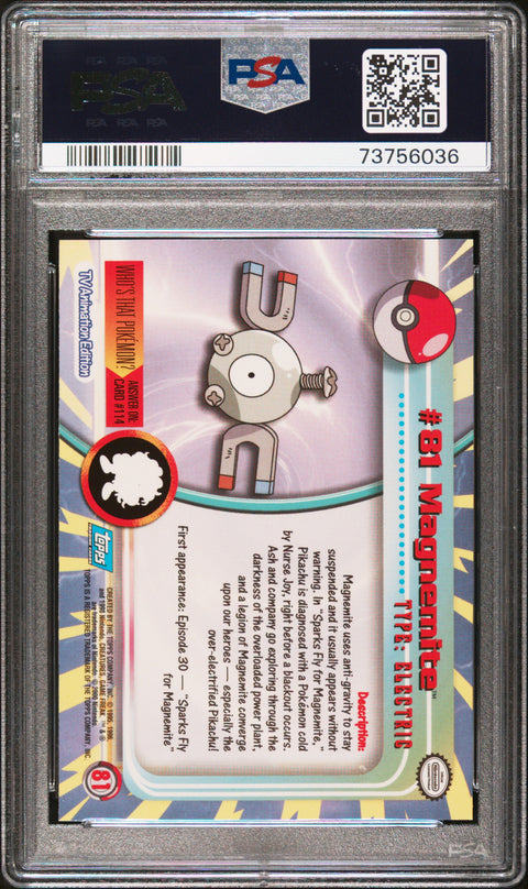 2000 Topps Pokemon Tv Animation Series 2 #81 Magnemite Animation Series 2 PSA 10