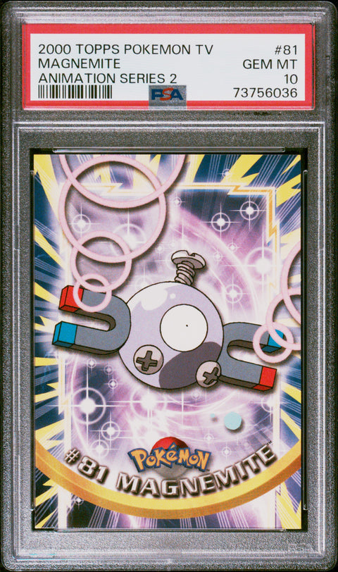 2000 Topps Pokemon Tv Animation Series 2 #81 Magnemite Animation Series 2 PSA 10
