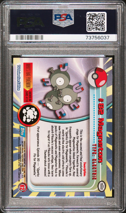 2000 Topps Pokemon Tv Animation Series 2 #82 Magneton Animation Series 2 PSA 8