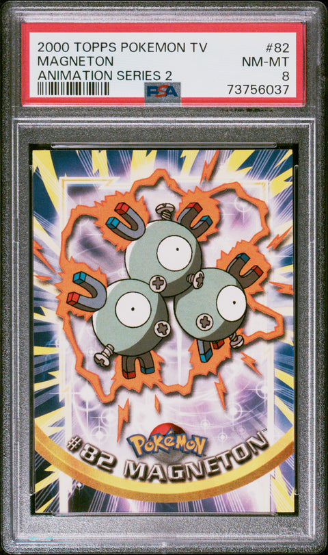 2000 Topps Pokemon Tv Animation Series 2 #82 Magneton Animation Series 2 PSA 8