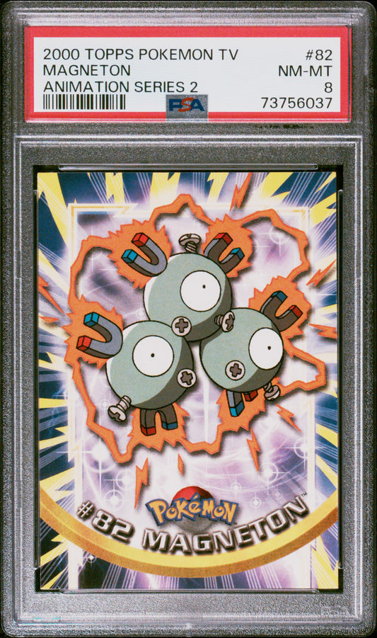 2000 Topps Pokemon Tv Animation Series 2 #82 Magneton Animation Series 2 PSA 8