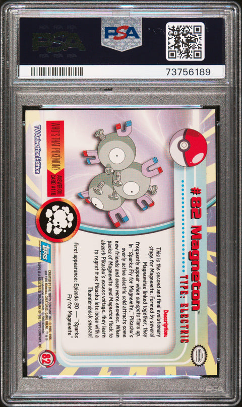 2000 Topps Pokemon Tv Animation Series 2 #82 Magneton Animation Series 2 PSA 8