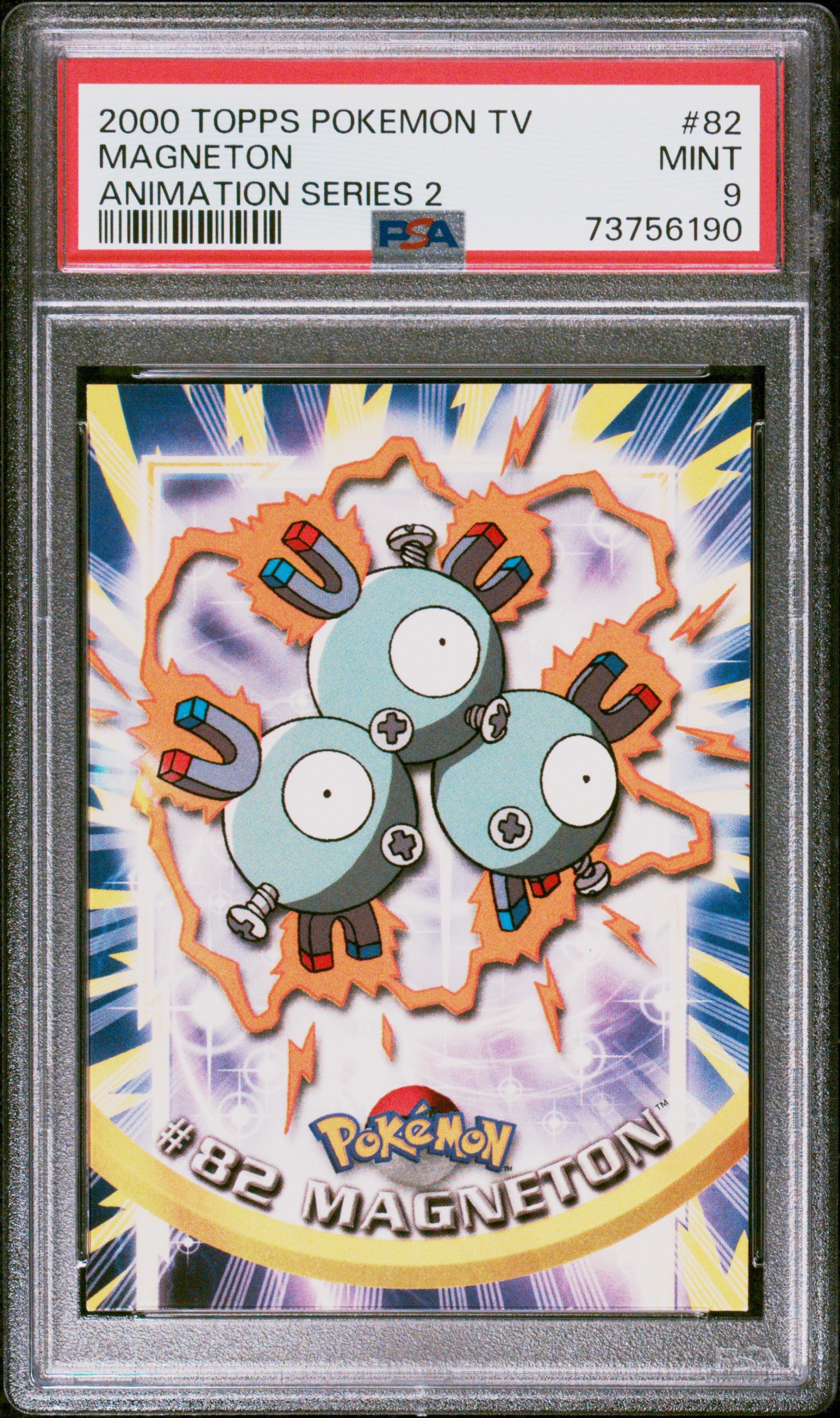 2000 Topps Pokemon Tv Animation Series 2 #82 Magneton Animation Series 2 PSA 9