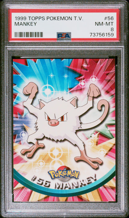 1999 Topps Pokemon Tv #56 Mankey PSA 8