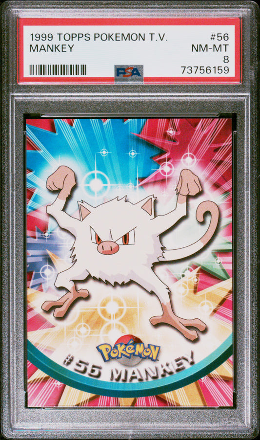 1999 Topps Pokemon Tv #56 Mankey PSA 8