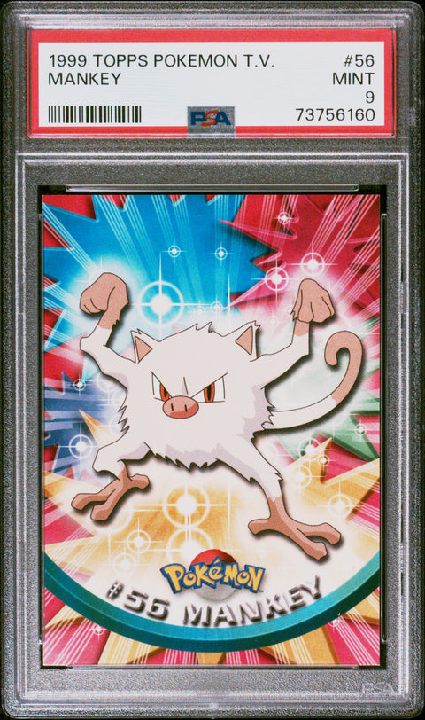 1999 Topps Pokemon Tv #56 Mankey PSA 9