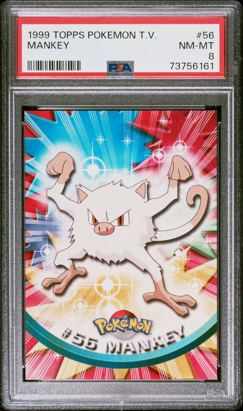 1999 Topps Pokemon Tv #56 Mankey PSA 8