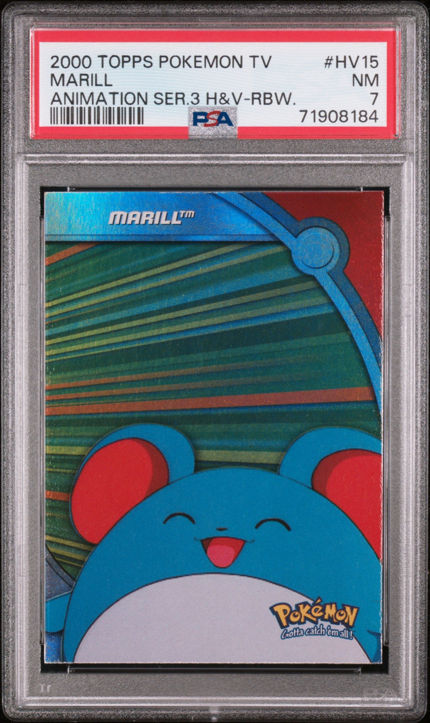 2000 Topps Pokemon Tv Animation Series 3 Heroes & Villains #HV15 Marill PSA 7
