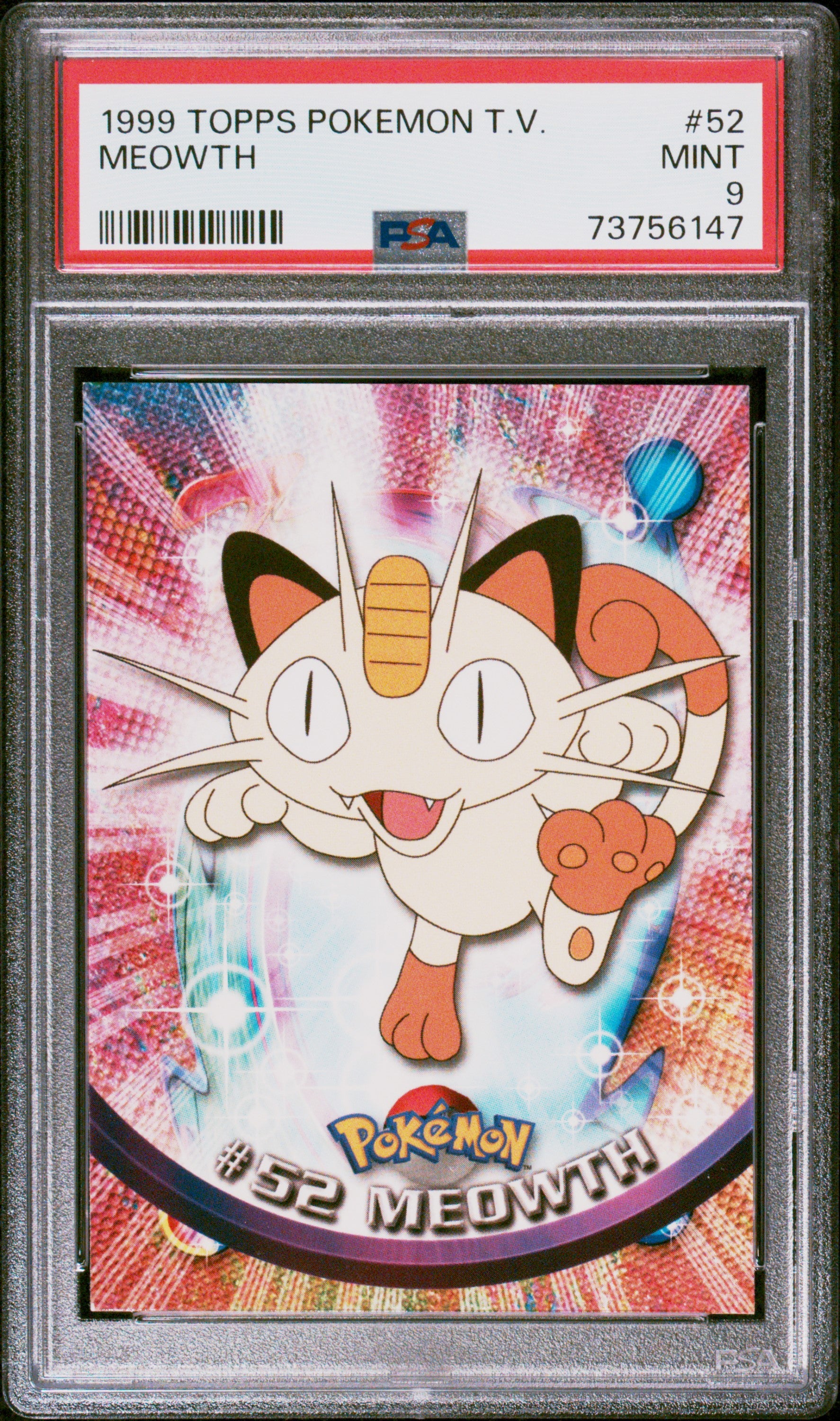 1999 Topps Pokemon Tv #52 Meowth PSA 9