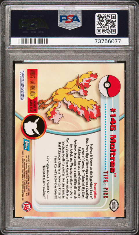 2000 Topps Pokemon Tv Animation Series 3 #146 Moltres Animation Series 3 PSA 9