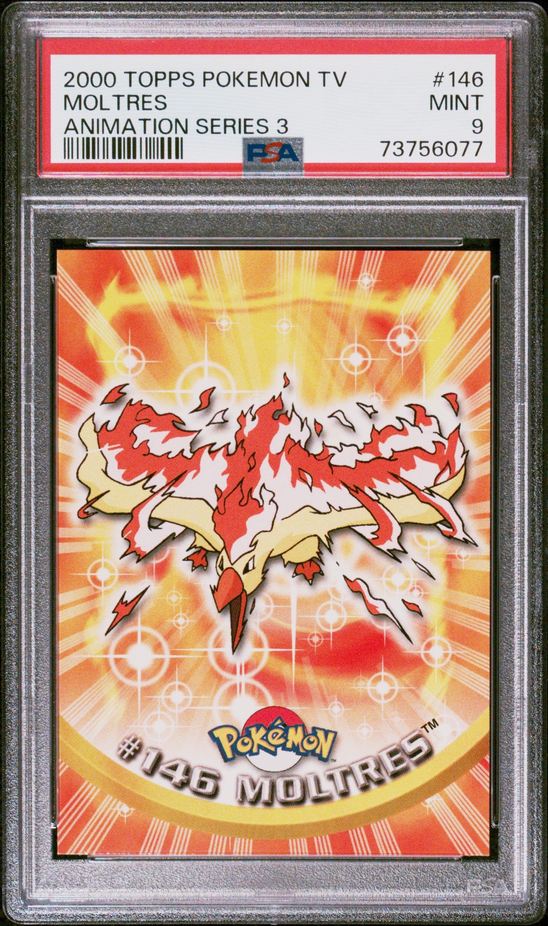 2000 Topps Pokemon Tv Animation Series 3 #146 Moltres Animation Series 3 PSA 9