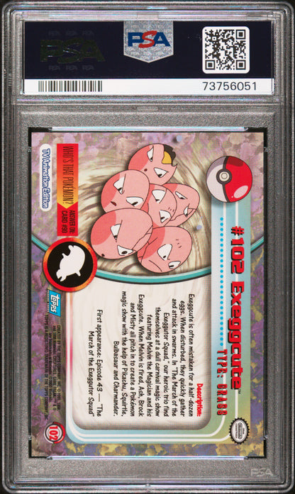 2000 Topps Pokemon Tv Animation Series 2 #102 Exeggcute Animation Series 2 PSA 9