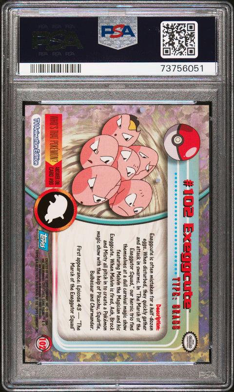 2000 Topps Pokemon Tv Animation Series 2 #102 Exeggcute Animation Series 2 PSA 9