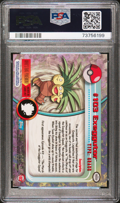 2000 Topps Pokemon Tv Animation Series 2 #103 Exeggutor Animation Series 2 PSA 8
