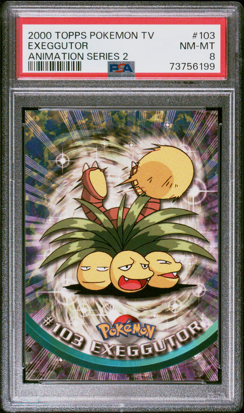2000 Topps Pokemon Tv Animation Series 2 #103 Exeggutor Animation Series 2 PSA 8