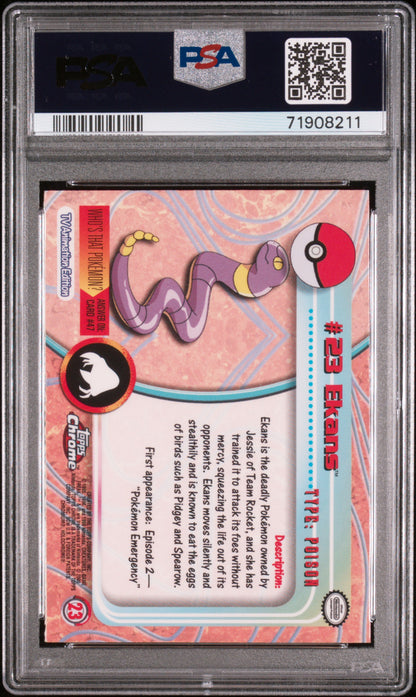 2000 Topps Chrome Pokemon T.V. #23 Ekans Pokemon T.V. PSA 8