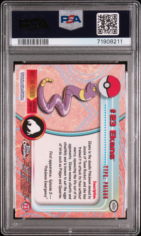 2000 Topps Chrome Pokemon T.V. #23 Ekans Pokemon T.V. PSA 8