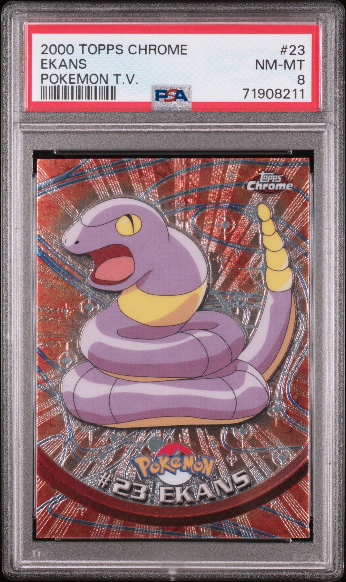 2000 Topps Chrome Pokemon T.V. #23 Ekans Pokemon T.V. PSA 8