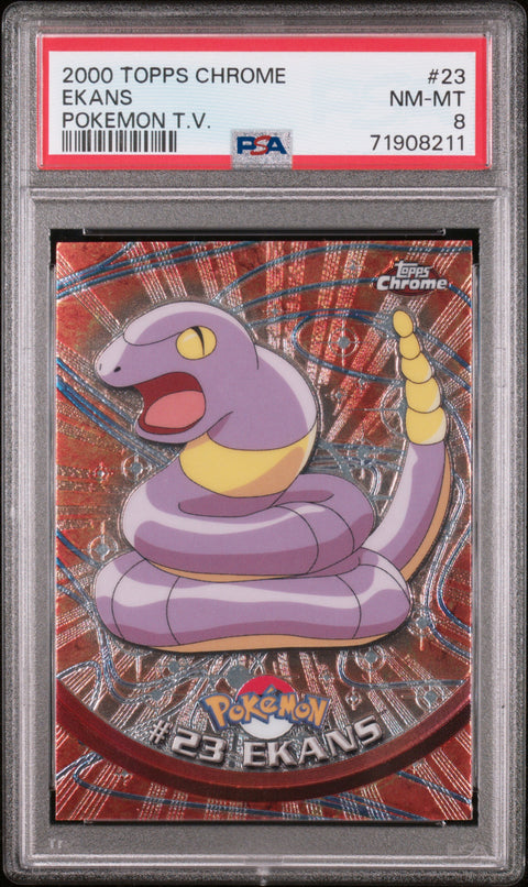 2000 Topps Chrome Pokemon T.V. #23 Ekans Pokemon T.V. PSA 8