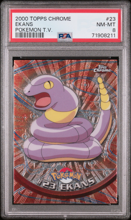 2000 Topps Chrome Pokemon T.V. #23 Ekans Pokemon T.V. PSA 8