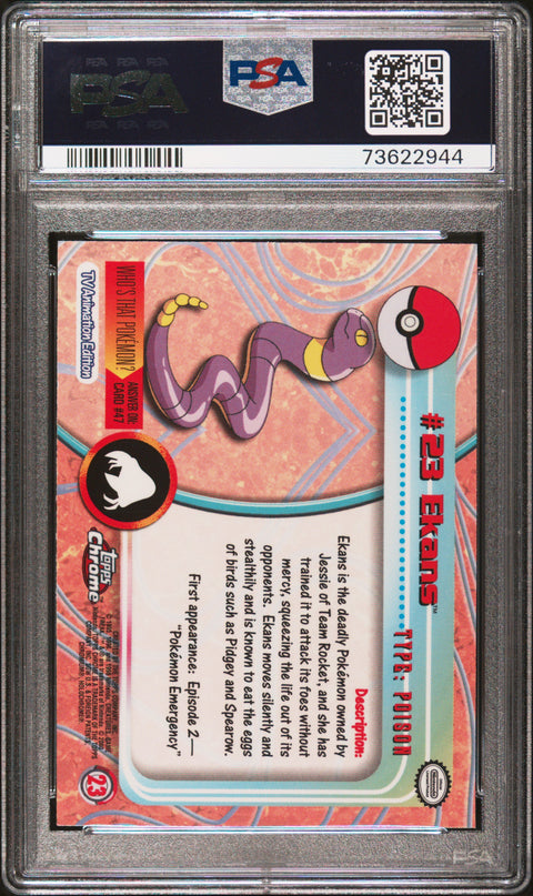2000 Topps Chrome Pokemon T.V. #23 Ekans Pokemon T.V. PSA 9
