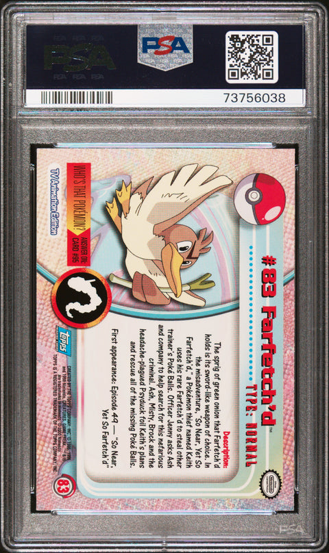 2000 Topps Pokemon Tv Animation Series 2 #83 Farfetch'D Animation Series 2 PSA 8