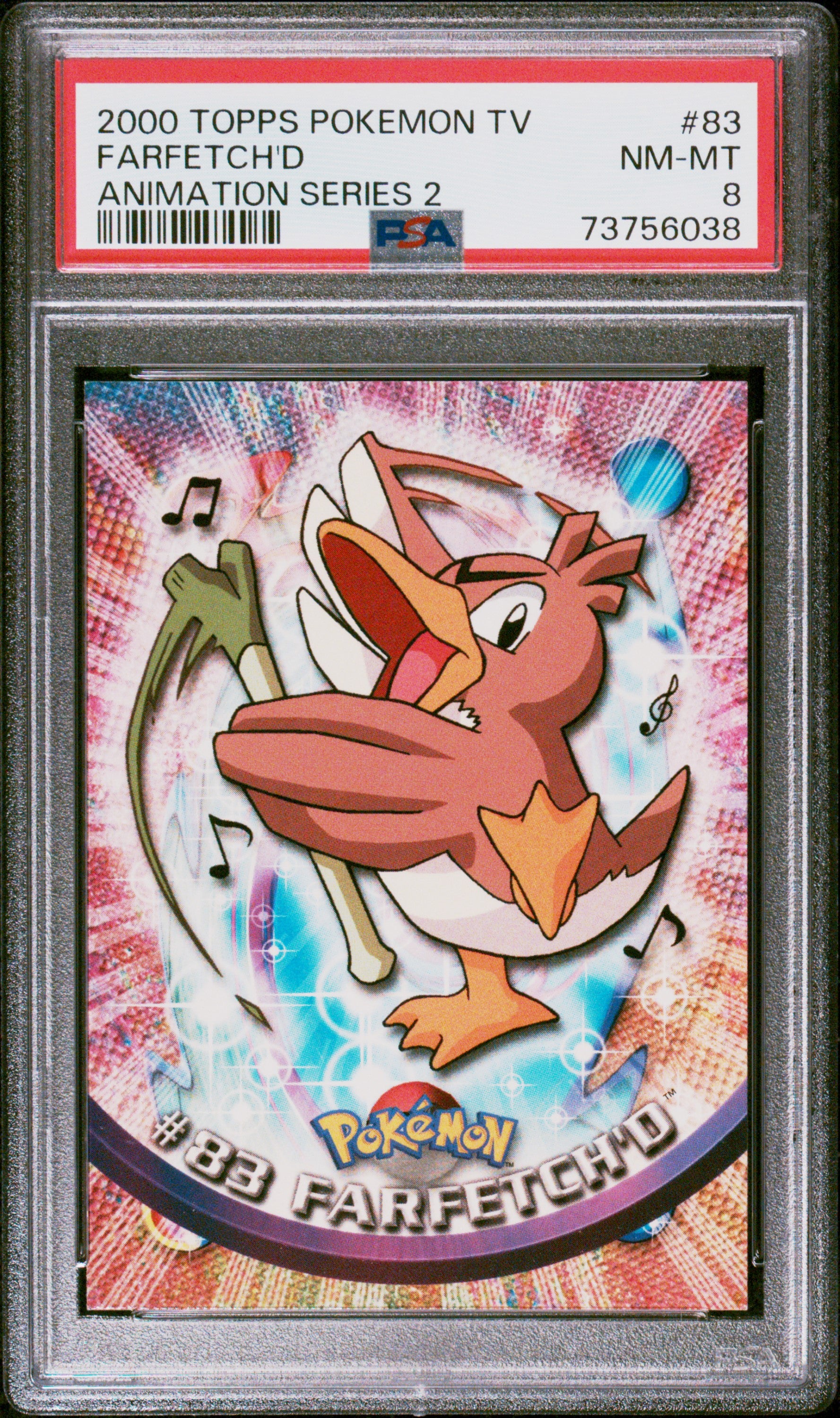 2000 Topps Pokemon Tv Animation Series 2 #83 Farfetch'D Animation Series 2 PSA 8