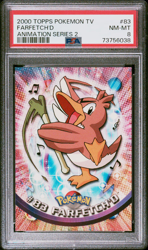 2000 Topps Pokemon Tv Animation Series 2 #83 Farfetch'D Animation Series 2 PSA 8