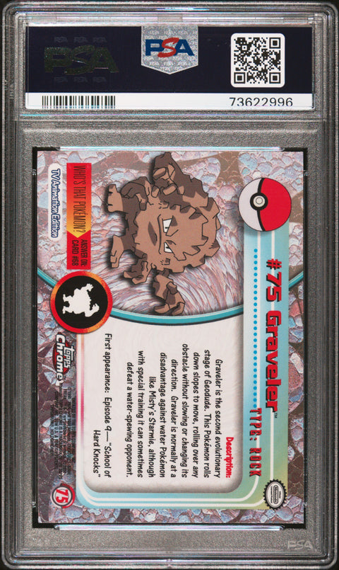 2000 Topps Chrome Pokemon T.V. #75 Graveler Pokemon T.V. PSA 9