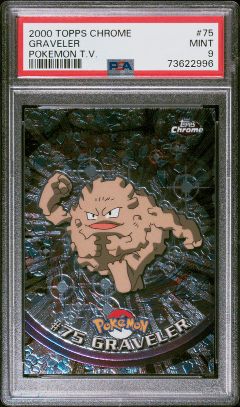 2000 Topps Chrome Pokemon T.V. #75 Graveler Pokemon T.V. PSA 9