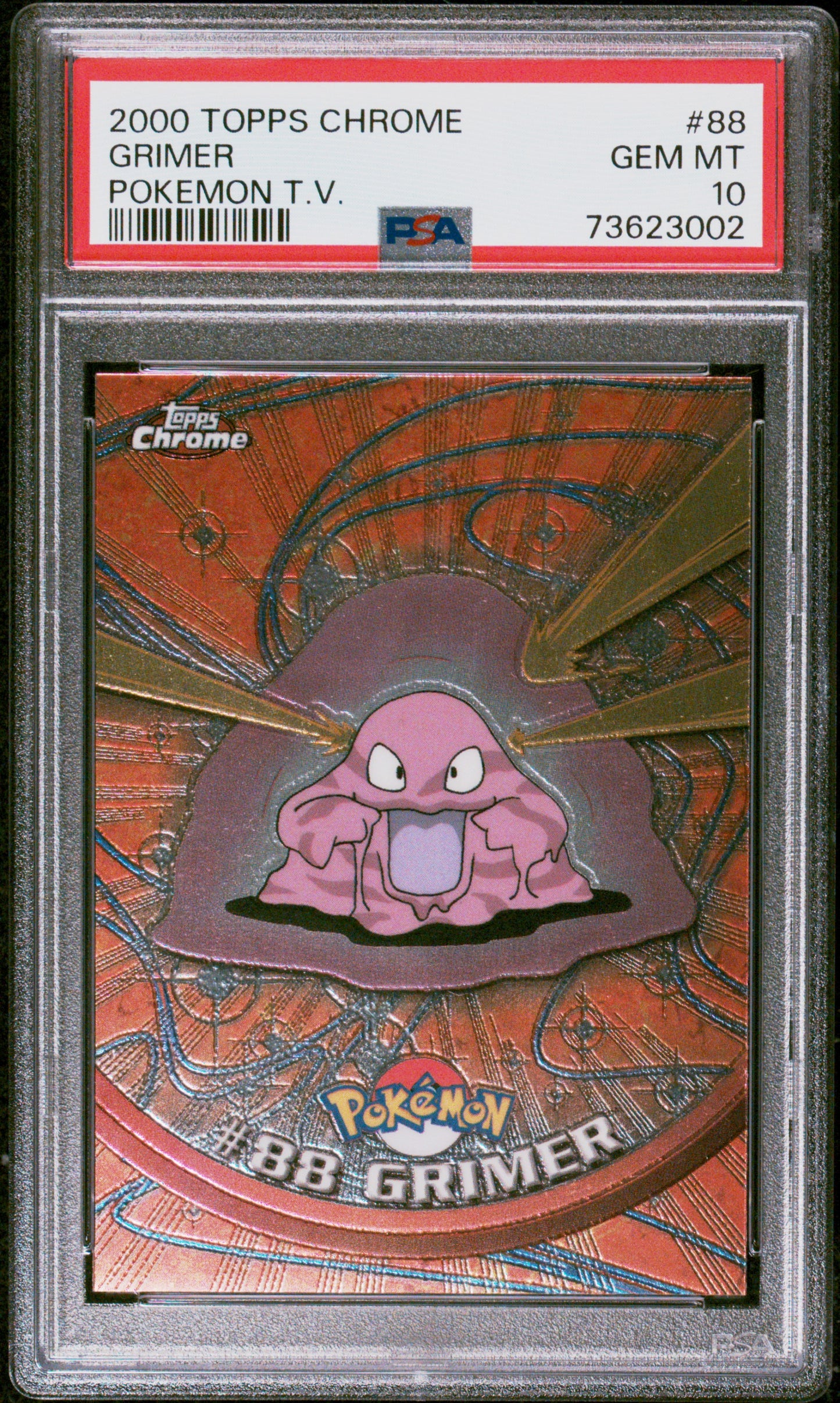 2000 Topps Chrome Pokemon T.V. #88 Grimer Pokemon T.V. PSA 10