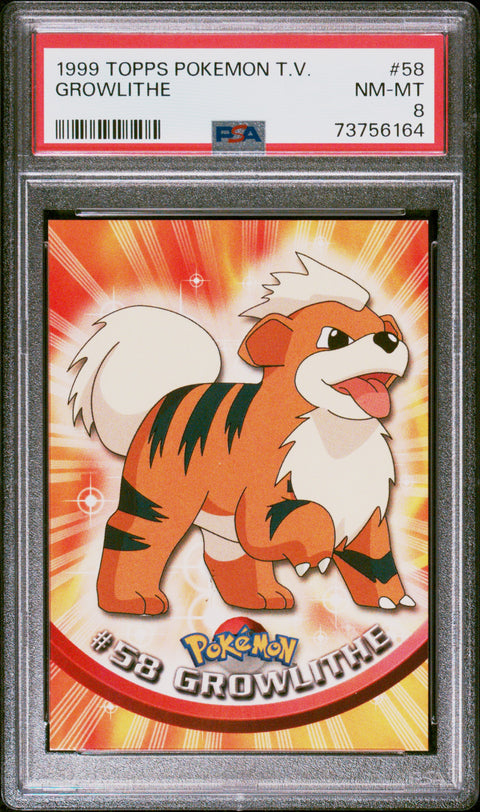 1999 Topps Pokemon Tv #58 Growlithe PSA 8