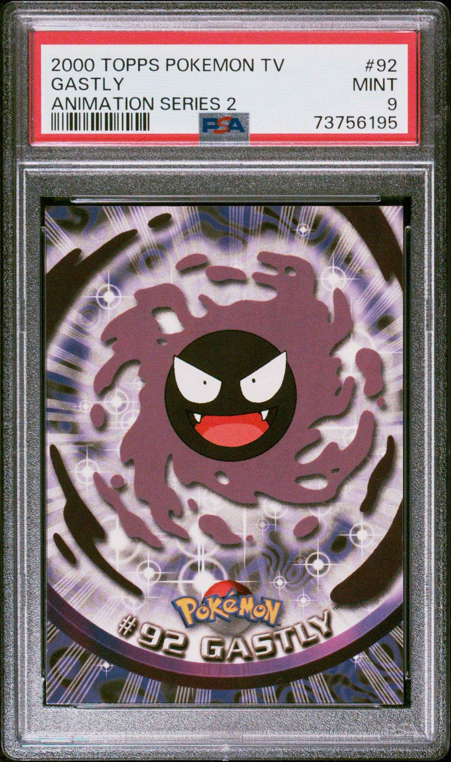 2000 Topps Pokemon Tv Animation Series 2 #92 Gastly Animation Series 2 PSA 9