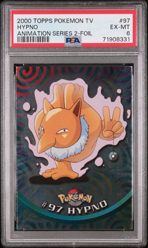 2000 Topps Pokemon Tv Animation Series 2 #97 Hypno Animation Series 2-Foil PSA 6