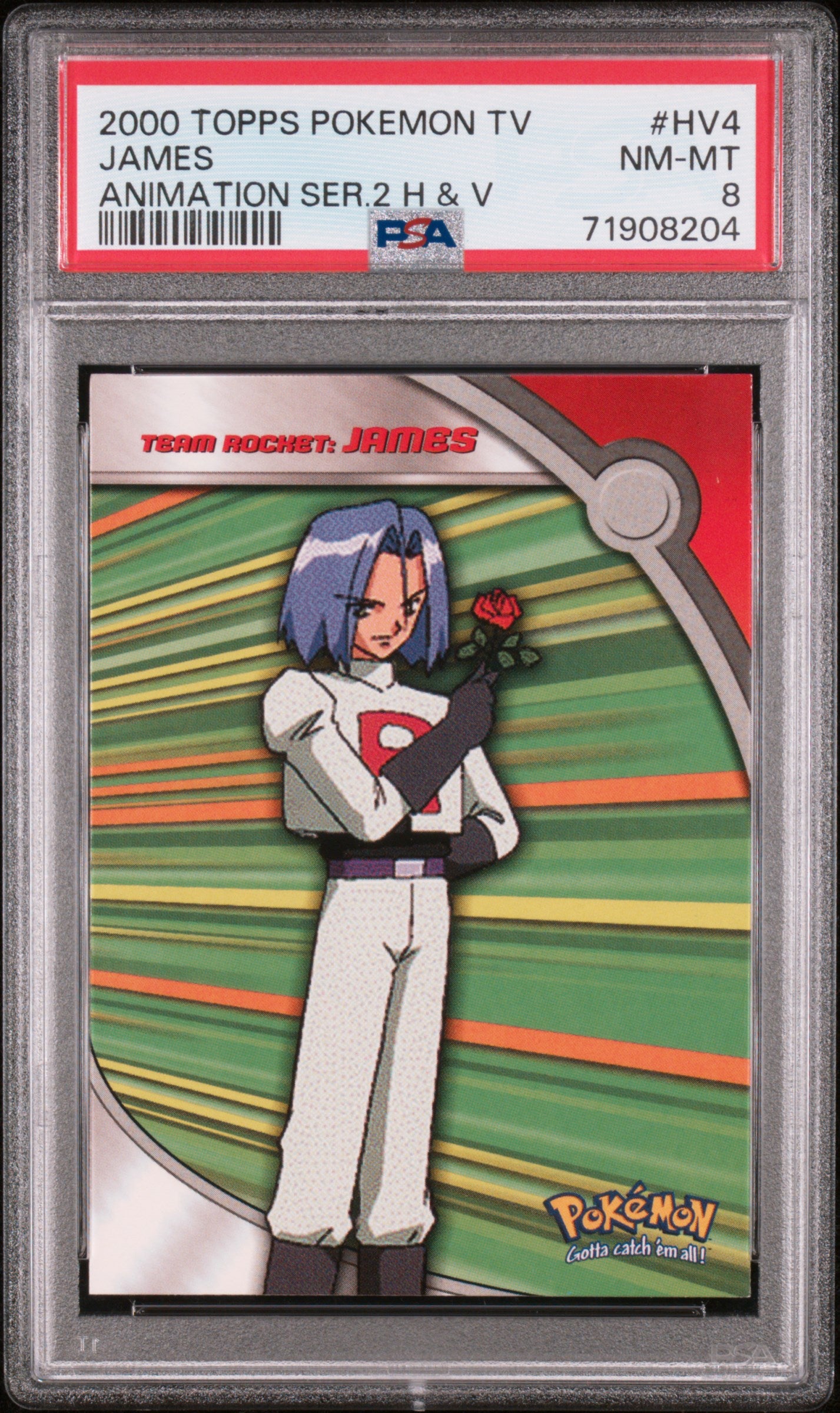 2000 Topps Pokemon Tv Animation Series 2 Heroes & Villains #HV4 James PSA 8