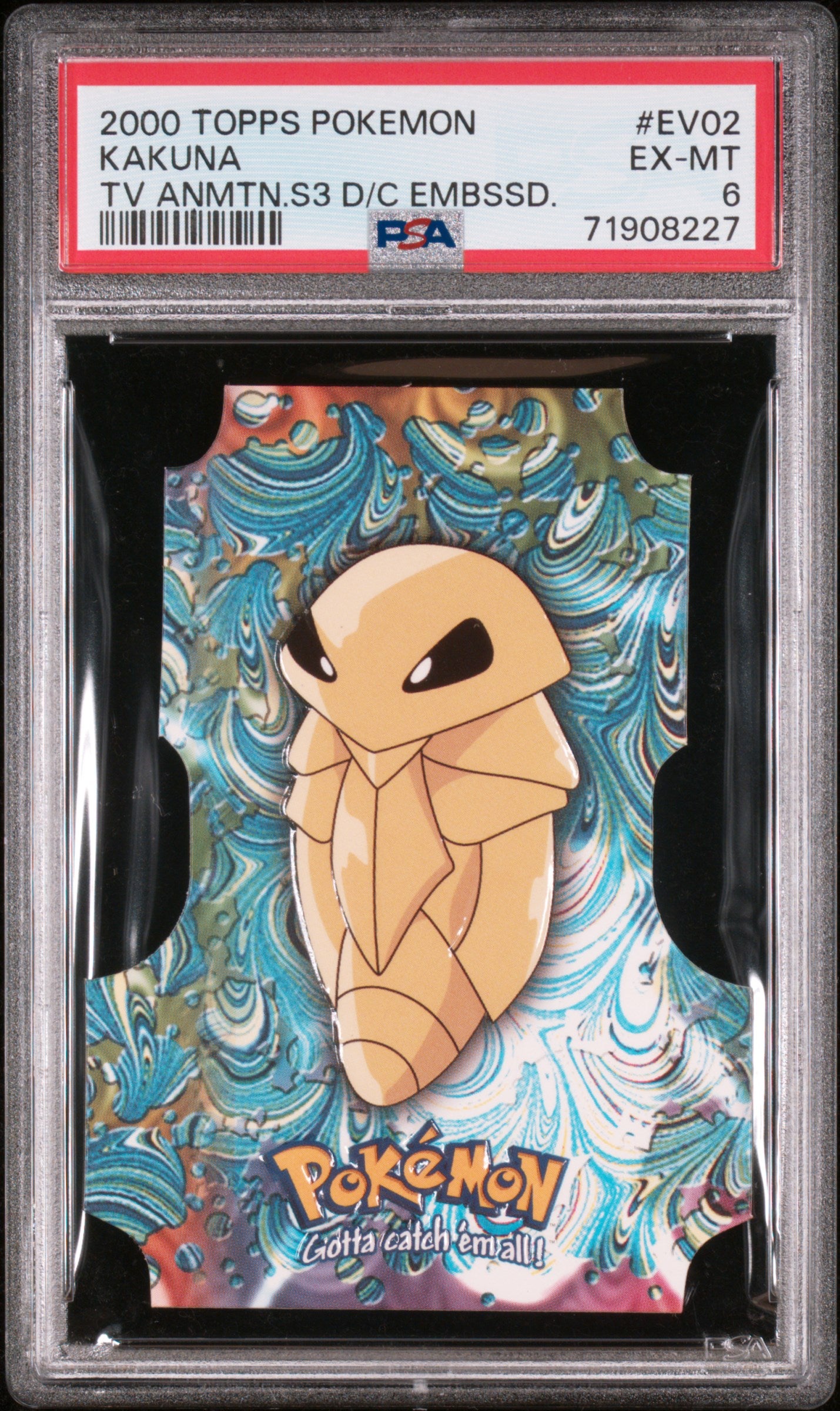 2000 Topps Pokemon Tv Animation Series 3 Die-Cut Embossed #EV02 Kakuna Tv PSA 6