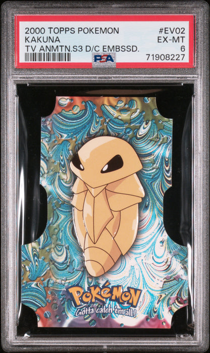 2000 Topps Pokemon Tv Animation Series 3 Die-Cut Embossed #EV02 Kakuna Tv PSA 6