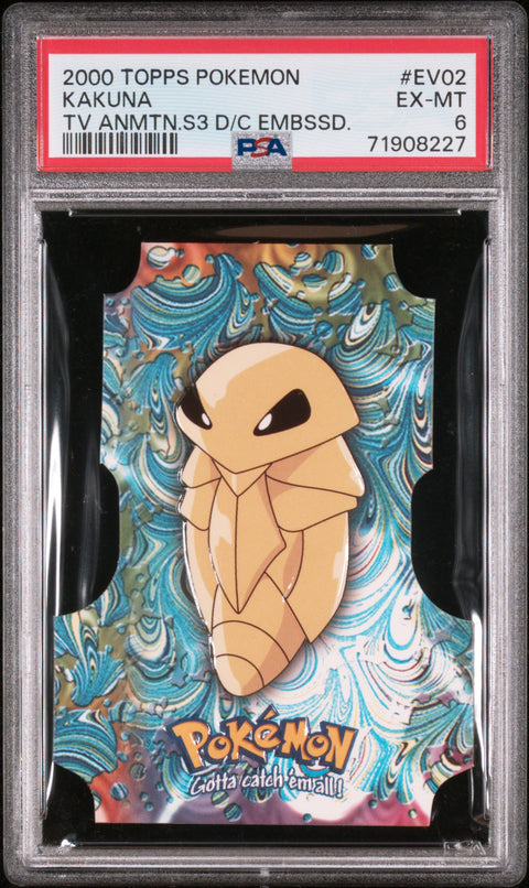2000 Topps Pokemon Tv Animation Series 3 Die-Cut Embossed #EV02 Kakuna Tv PSA 6