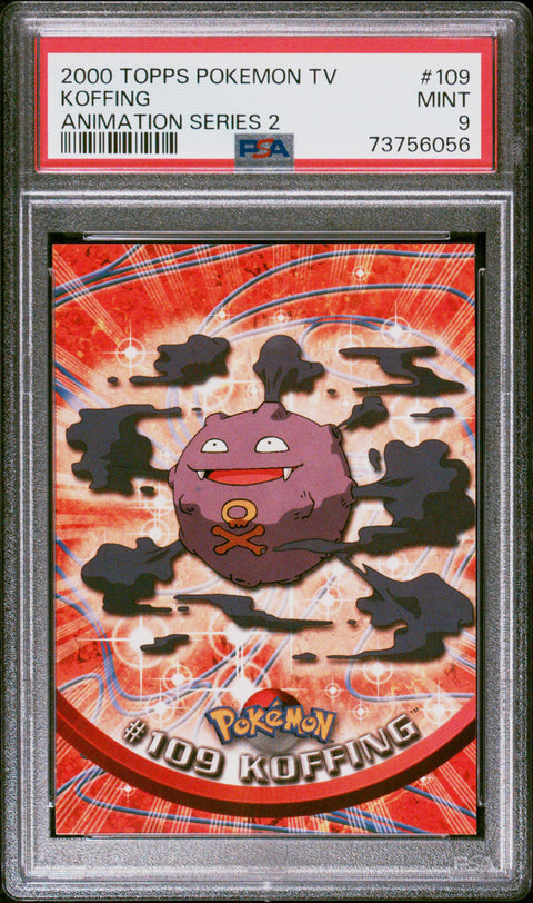 2000 Topps Pokemon Tv Animation Series 2 #109 Koffing Animation Series 2 PSA 9