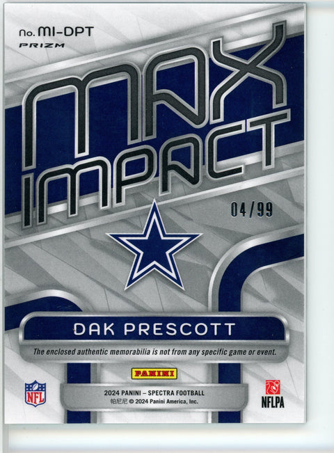 2024 Panini Spectra #MI-DPT Dak Prescott Max Impact Patch /99