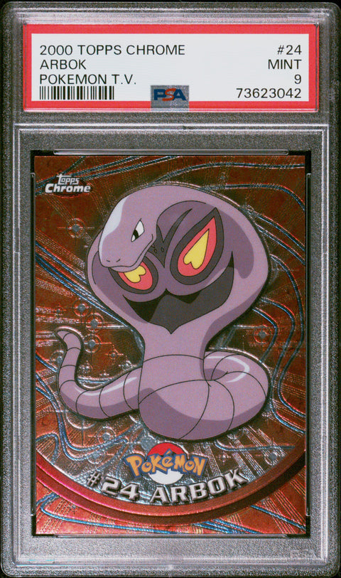 2000 Topps Chrome Pokemon T.V. #24 Arbok Pokemon T.V. PSA 9