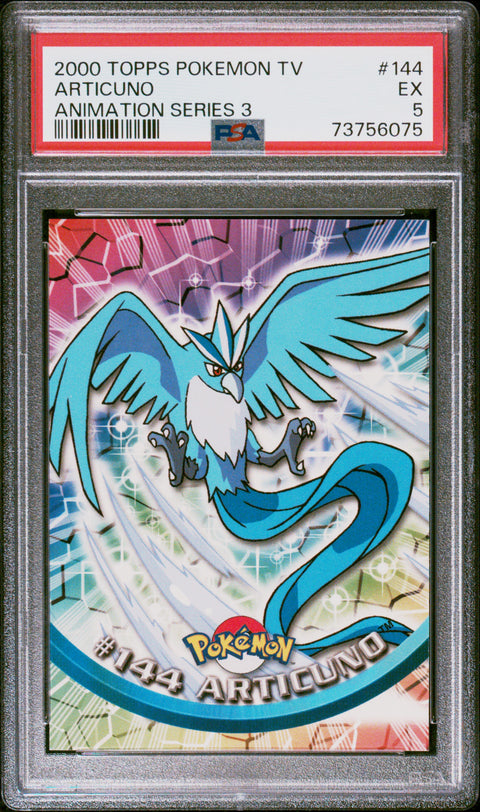 2000 Topps Pokemon Tv Animation Series 3 #144 Articuno Animation Series 3 PSA 5