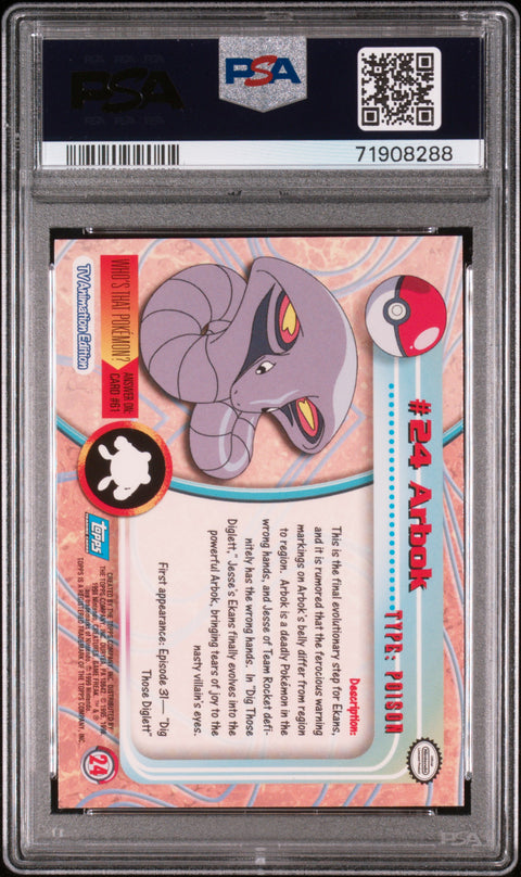 1999 Topps Pokemon Tv #24 Arbok Rainbow Foil PSA 8