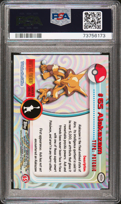 1999 Topps Pokemon Tv #65 Alakazam PSA 9