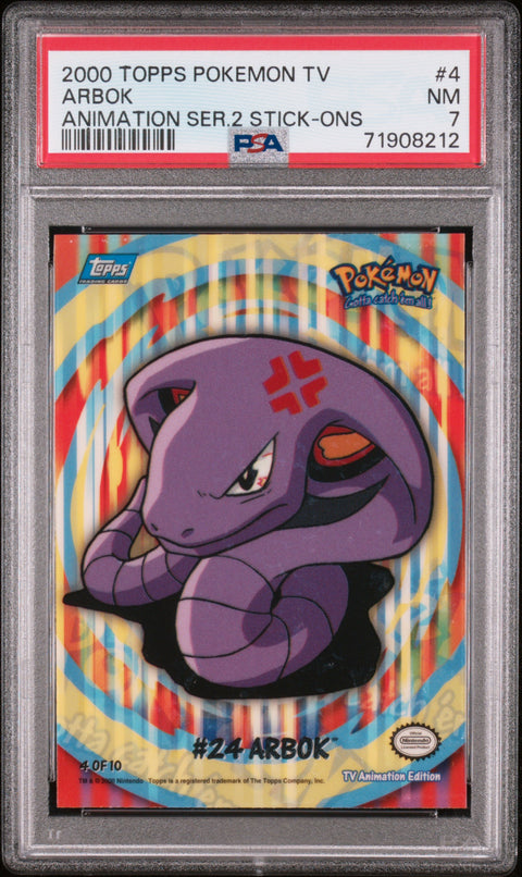 2000 Topps Pokemon Tv Animation Series 2 Stick-Ons #4 Arbok PSA 7