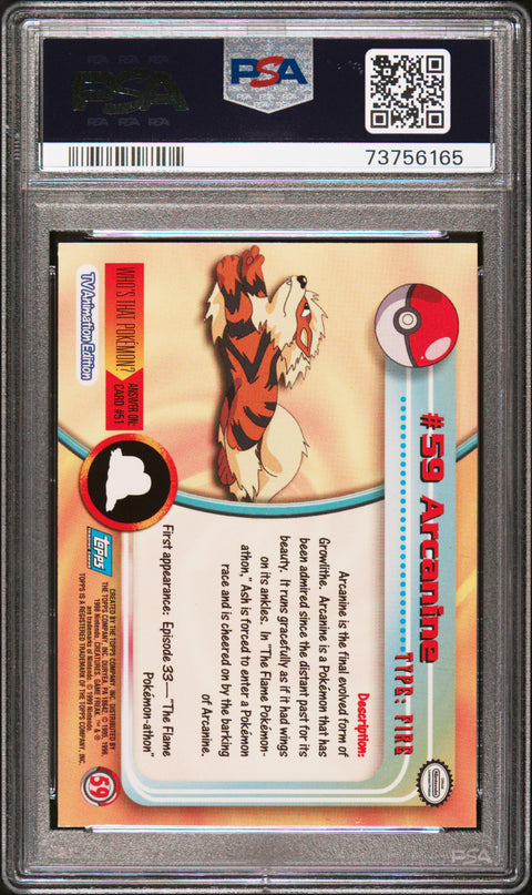 1999 Topps Pokemon Tv #59 Arcanine PSA 8